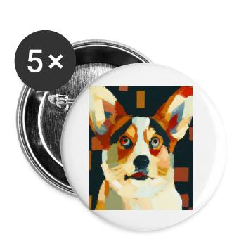 Corgi Portrait Cubisme Chien - Lot de 5 petits badges (25 mm) - blanc - Devant