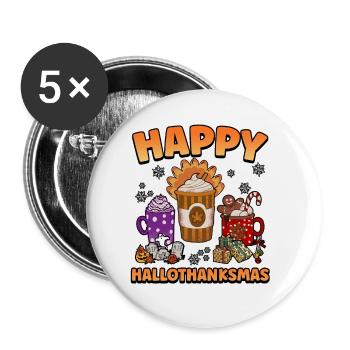 Hallothanksmas Coffee Latte Halloween Christmas - Buttons small 1''/25 mm (5-pack) - white - Front