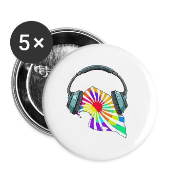 Fehmarn Kopfhörer Musik Bunt - Buttons klein 25 mm (5er Pack) - Weiß - Vorne