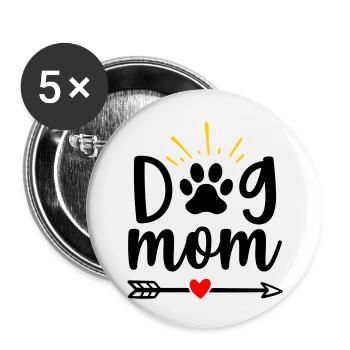 Maman chien - Lot de 5 petits badges (25 mm) - blanc - Devant