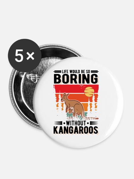 Australisches Känguru Australien Kangaroo - Buttons klein 25 mm (5er Pack) - Weiß