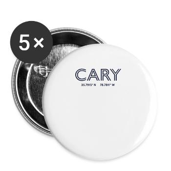 USA City Coordinates - Cary - Buttons small 1''/25 mm (5-pack) - white - Front