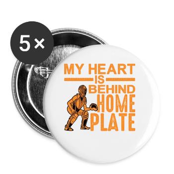 My Heart Is Behind Home Plate 2 - Buttons small 1''/25 mm (5-pack) - white - Front