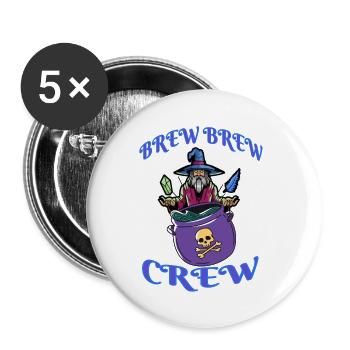 Brew Brew Crew Funny Retro Halloween Wizard - Buttons klein 25 mm (5er Pack) - Weiß - Vorne