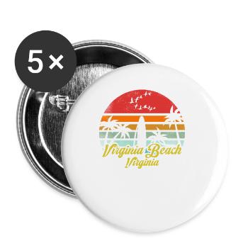 Vintage Virginia Beach Virginia Surfen Retro Wortspiel - Buttons klein 25 mm (5er Pack) - Weiß - Vorne