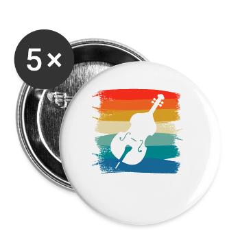 Instrument de violoncelle classique rétro vintage - Lot de 5 petits badges (25 mm) - blanc - Devant