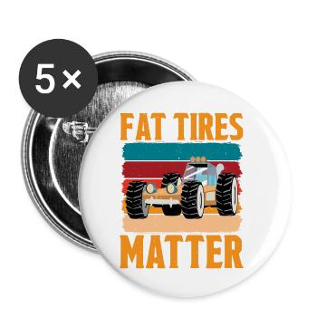 Les pneus gras comptent 4 - Lot de 5 petits badges (25 mm) - blanc - Devant