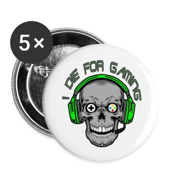 Crâne de joueur - Lot de 5 petits badges (25 mm) - blanc - Devant