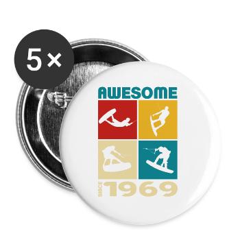 Awesome since 1969. Wakeboard Lifestyle - Buttons small 1''/25 mm (5-pack) - white - Front