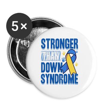 Stronger Than Down Syndrome Awareness - Buttons small 1''/25 mm (5-pack) - white - Front