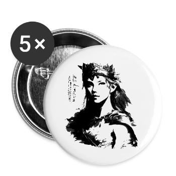 Princesse guerrière japonaise - Lot de 5 petits badges (25 mm) - blanc - Devant