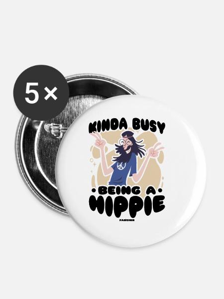 Hippie - Buttons klein 25 mm (5er Pack) - Weiß