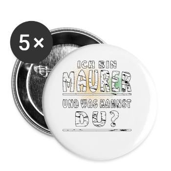 MAURER UND WAS KANNST DU - Buttons klein 25 mm (5er Pack) - Weiß - Vorne