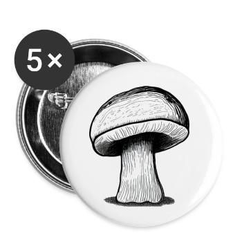 Mushroom Mushrooms Poisonous Mushrooms Mycology Earthy Natural 9 - Buttons small 1''/25 mm (5-pack) - white - Front