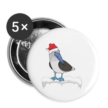Oiseau de mer à pieds bleus - Lot de 5 petits badges (25 mm) - blanc - Devant