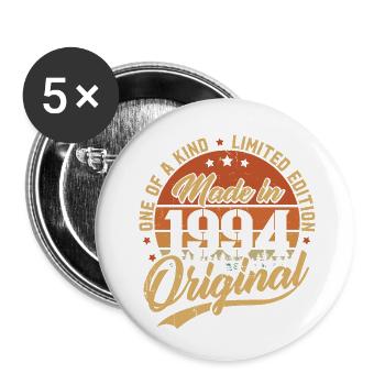 1994 Vintage Born Retro Vintage Jubiläumsgeschenk - Buttons klein 25 mm (5er Pack) - Weiß - Vorne