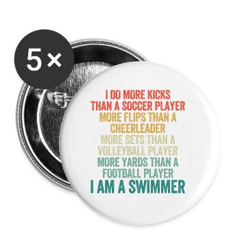 Fun Swimming Pool Swimming Practice Swimmer - Buttons small 1''/25 mm (5-pack) - white - Front