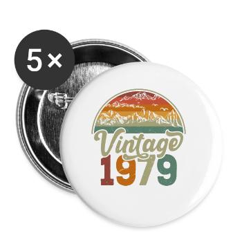 Jahrgang 1979 - Buttons klein 25 mm (5er Pack) - Weiß - Vorne