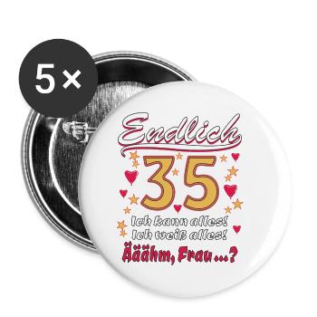 ENDLICH 35 - Buttons klein 25 mm (5er Pack) - Weiß - Vorne