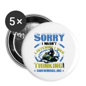 Nachdenken Über Snowmobiling Snowmobile - Buttons klein 25 mm (5er Pack) - Weiß - Vorne