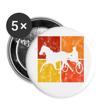 Trotter trotting races in retro or vintage style - Buttons small 1''/25 mm (5-pack) - white - Front