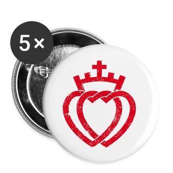 Coeurs - VINTAGE / Pays-de-la-Loire - Lot de 5 petits badges (25 mm) - blanc - Devant