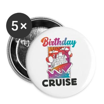 Cruise Ship Vacation Birthday - Buttons small 1''/25 mm (5-pack) - white - Front