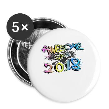 Awesome since 2018 Graffiti Motif - Buttons small 1''/25 mm (5-pack) - white - Front