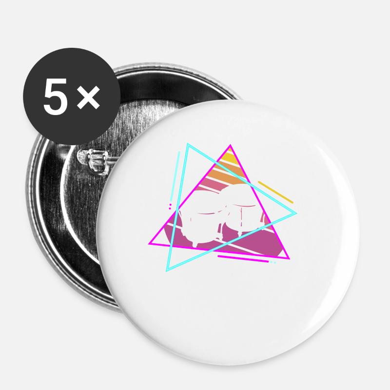 Retro Vintage Classic Bongos Player Instrument - Buttons small 1''/25 mm (5-pack) - white