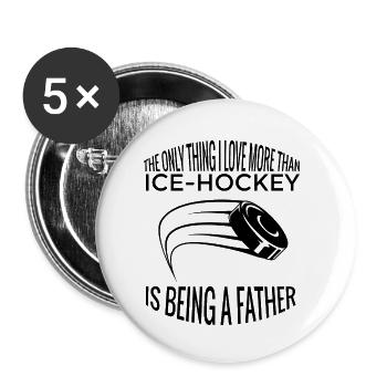 Ice Hockey Father Dad Ice Hockey Team Papa Winter Sports - Buttons small 1''/25 mm (5-pack) - white - Front