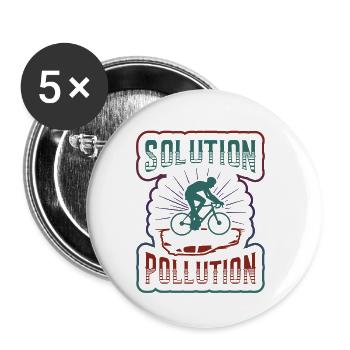 Polution Solution Environmental Protection Cycling. - Buttons small 1''/25 mm (5-pack) - white - Front