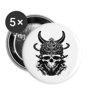 Viking Skull Valhalla Viking - Buttons small 1''/25 mm (5-pack) - white - Front