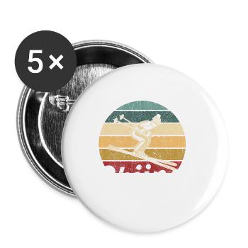 L’école est importante, mais le ski est plus important - Lot de 5 petits badges (25 mm) - blanc - Devant