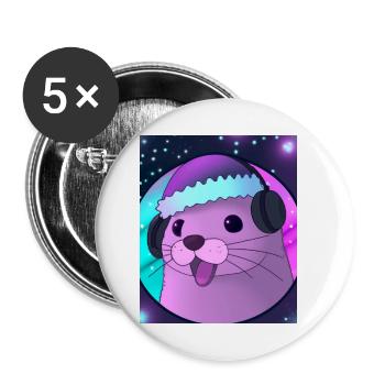 Loutre avec chapeau de Noël - Lot de 5 petits badges (25 mm) - blanc - Devant