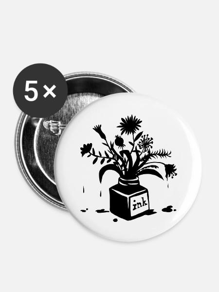 Tuscheblumen - Buttons klein 25 mm (5er Pack) - Weiß