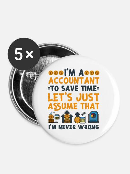Accountant Bookkeeper Accounting - Buttons klein 25 mm (5er Pack) - Weiß
