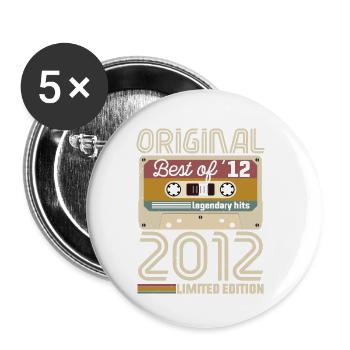 Anniversaire Vintage Idée Cadeau Original 2012 - Lot de 5 petits badges (25 mm) - blanc - Devant