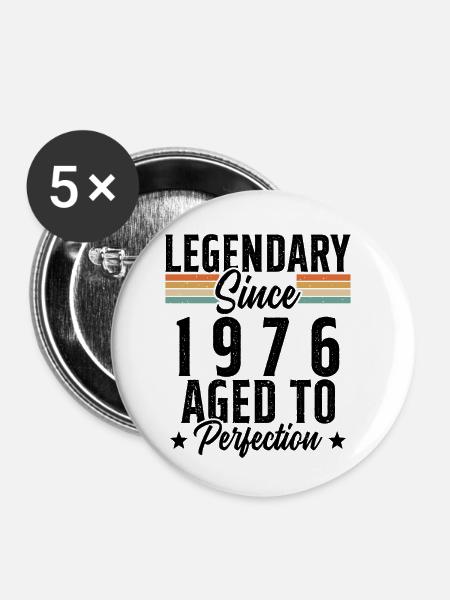 Legendär seit 1976 - Buttons klein 25 mm (5er Pack) - Weiß