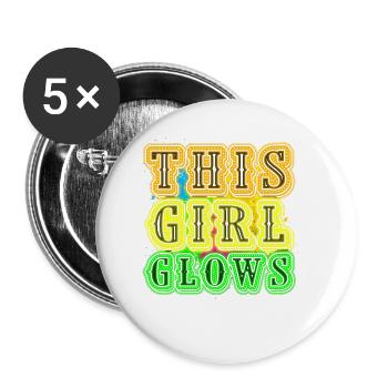 This Girl Glows Party 80s vintage colorful - Buttons small 1''/25 mm (5-pack) - white - Front