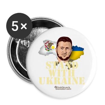 Ukraine Illinois Selenskyj Unterstützer Merch - Buttons klein 25 mm (5er Pack) - Weiß - Vorne