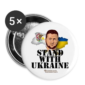 Zelensky Illinois Stand with Ukraine - Buttons klein 25 mm (5er Pack) - Weiß - Vorne