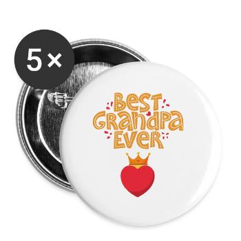 Grandfather, saying, Best-Grandpa-Ever, Herz-Krone - Buttons small 1''/25 mm (5-pack) - white - Front