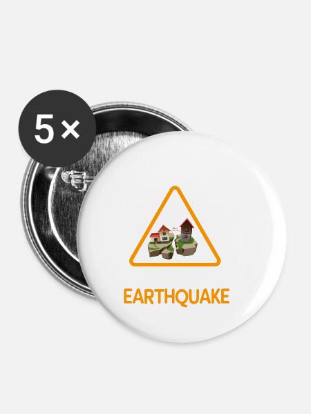 Erdbeben - Buttons klein 25 mm (5er Pack) - Weiß