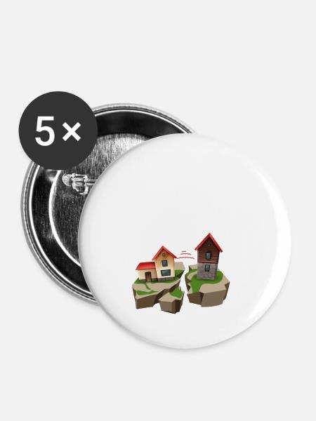Erdbeben - Buttons klein 25 mm (5er Pack) - Weiß