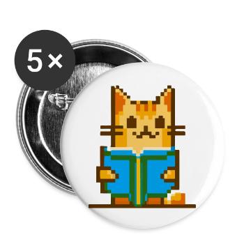 Pixelgrafik für rote Katzen - Buttons klein 25 mm (5er Pack) - Weiß - Vorne
