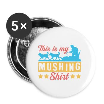 Chien de traîneau Course Sled Dogs Cadeau - Lot de 5 petits badges (25 mm) - blanc - Devant