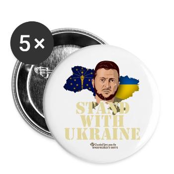 Ukraine Indiana Selensky Stand avec l’Ukraine - Lot de 5 petits badges (25 mm) - blanc - Devant