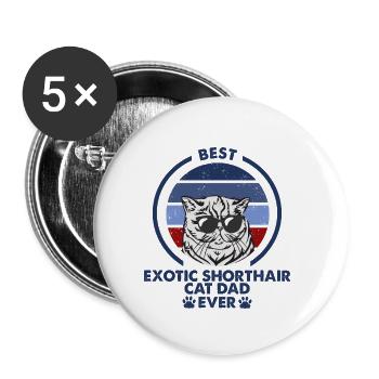 Cat Dad - Exotische Kurzhaarkatze - Buttons klein 25 mm (5er Pack) - Weiß - Vorne