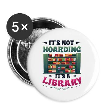 Ein Bibliothekssammler Hortet Nicht. - Buttons klein 25 mm (5er Pack) - Weiß - Vorne