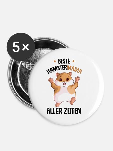 Hamster - Buttons klein 25 mm (5er Pack) - Weiß